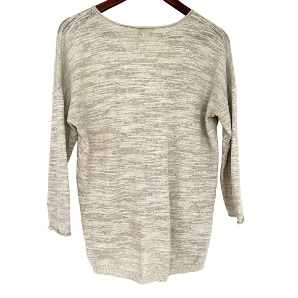 J. Crew sweater with v-neck, 3/4 length sleeves, high-low hem, linen blend knit - Picture 6 of 11